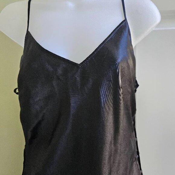 Vintage Victoria's Secret Y2K Black Maxi Slip Dress Lace Up Sides Size Medium - Picture 11 of 14